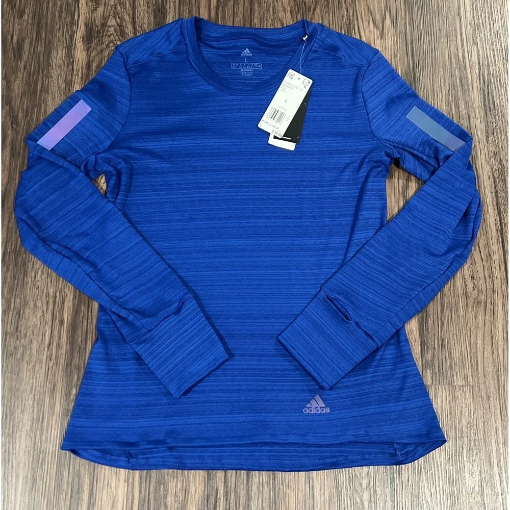 Adidas Running ClimaLite Croyal Blroco  long sleeve warm up shirt size L